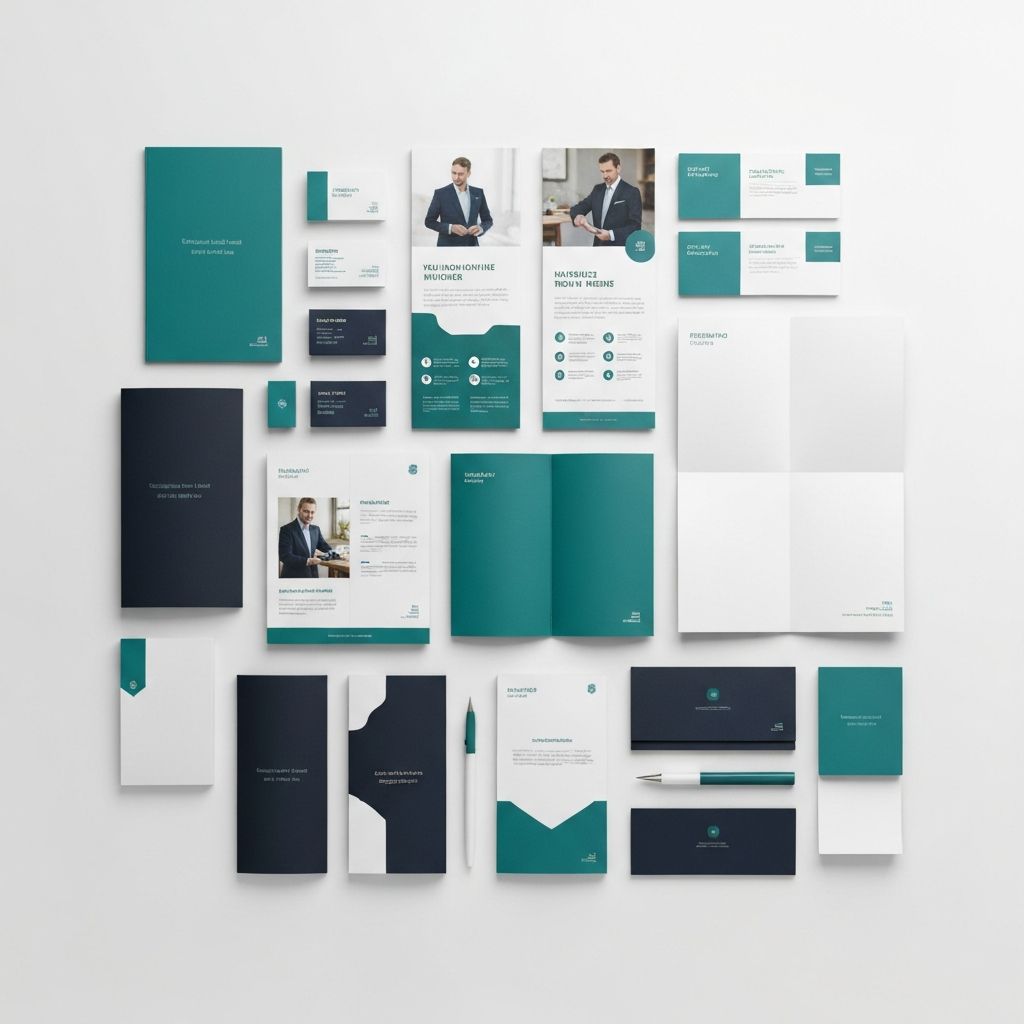 Sample printed and designed materials by Elemma Services